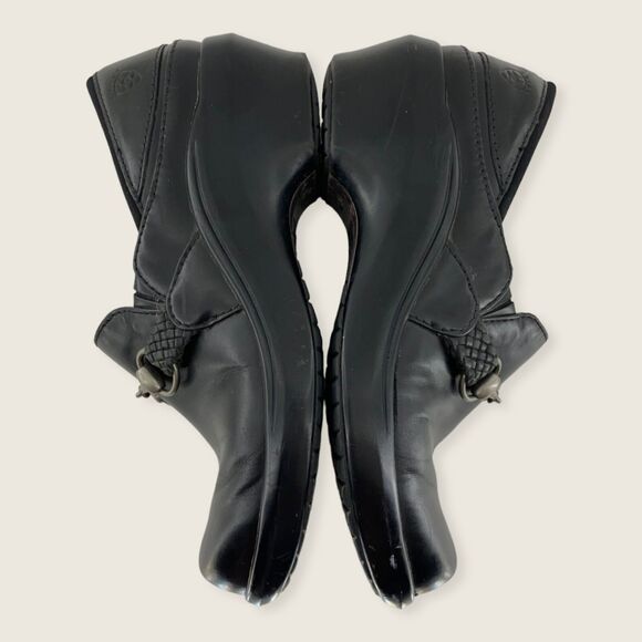 Ariat Del Mar Black Leather Silvertone Horse Bit 2" Heeled Clog SN 93601 7 - Picture 6 of 9